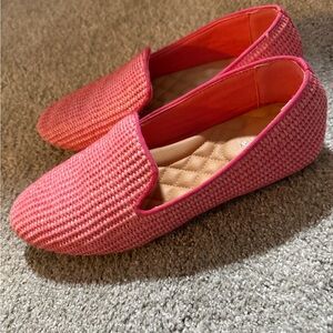 Birdies- Pink Woven Slip-On Loafers